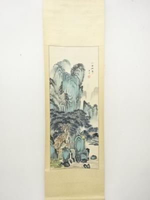 唐寅筆　山路松聲　山水図　肉筆紙本掛軸